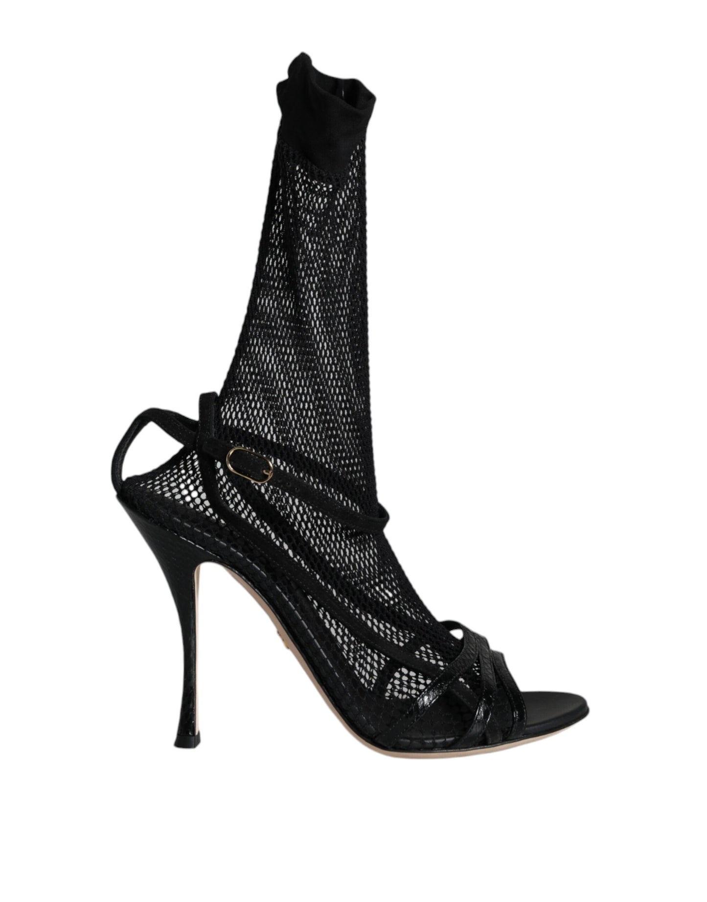 Dolce & Gabbana Schwarz Mesh Stiletto Heels Sandalen Schuhe