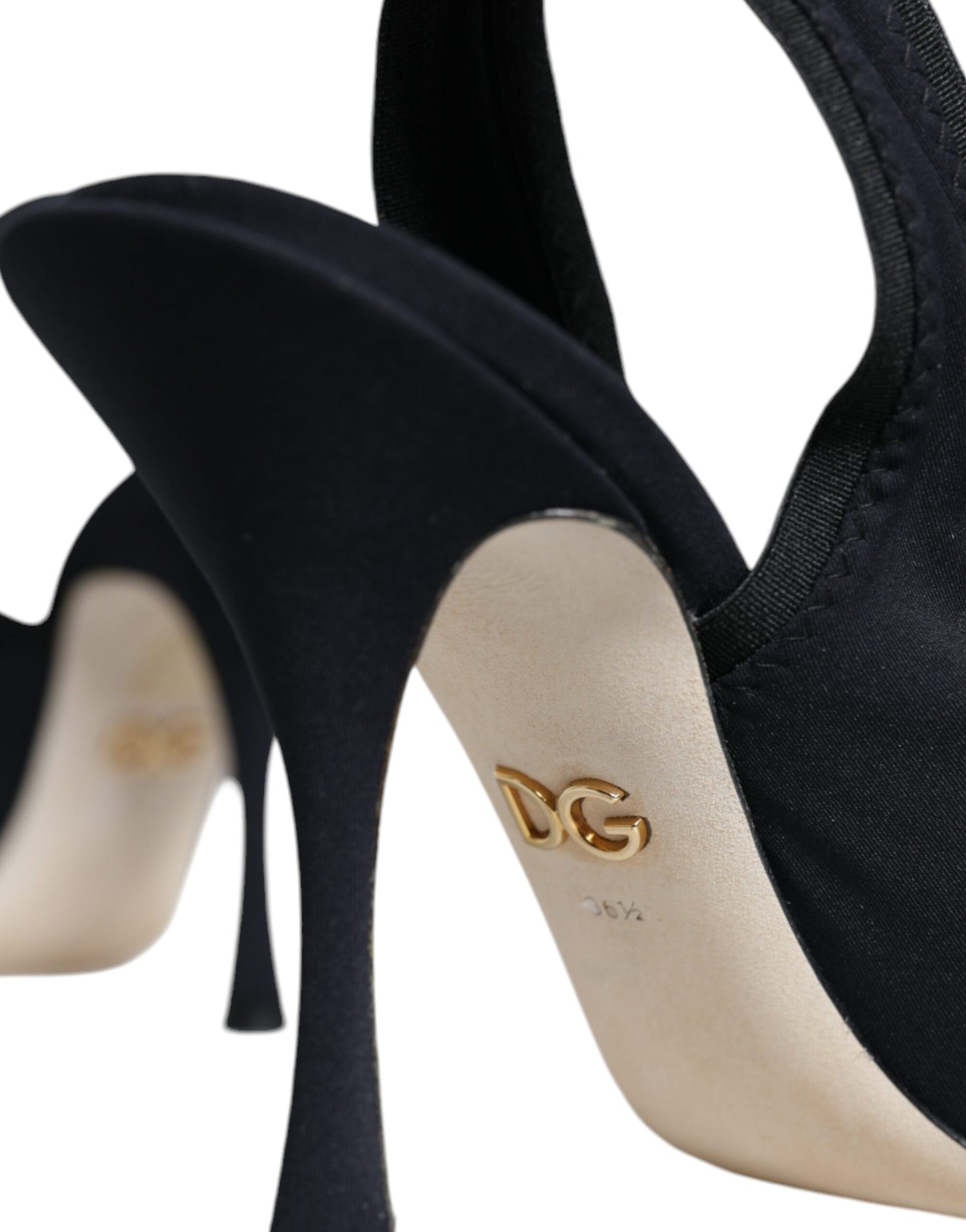 Dolce & Gabbana Schwarze Jersey Stretch Heels Slingback Schuhe