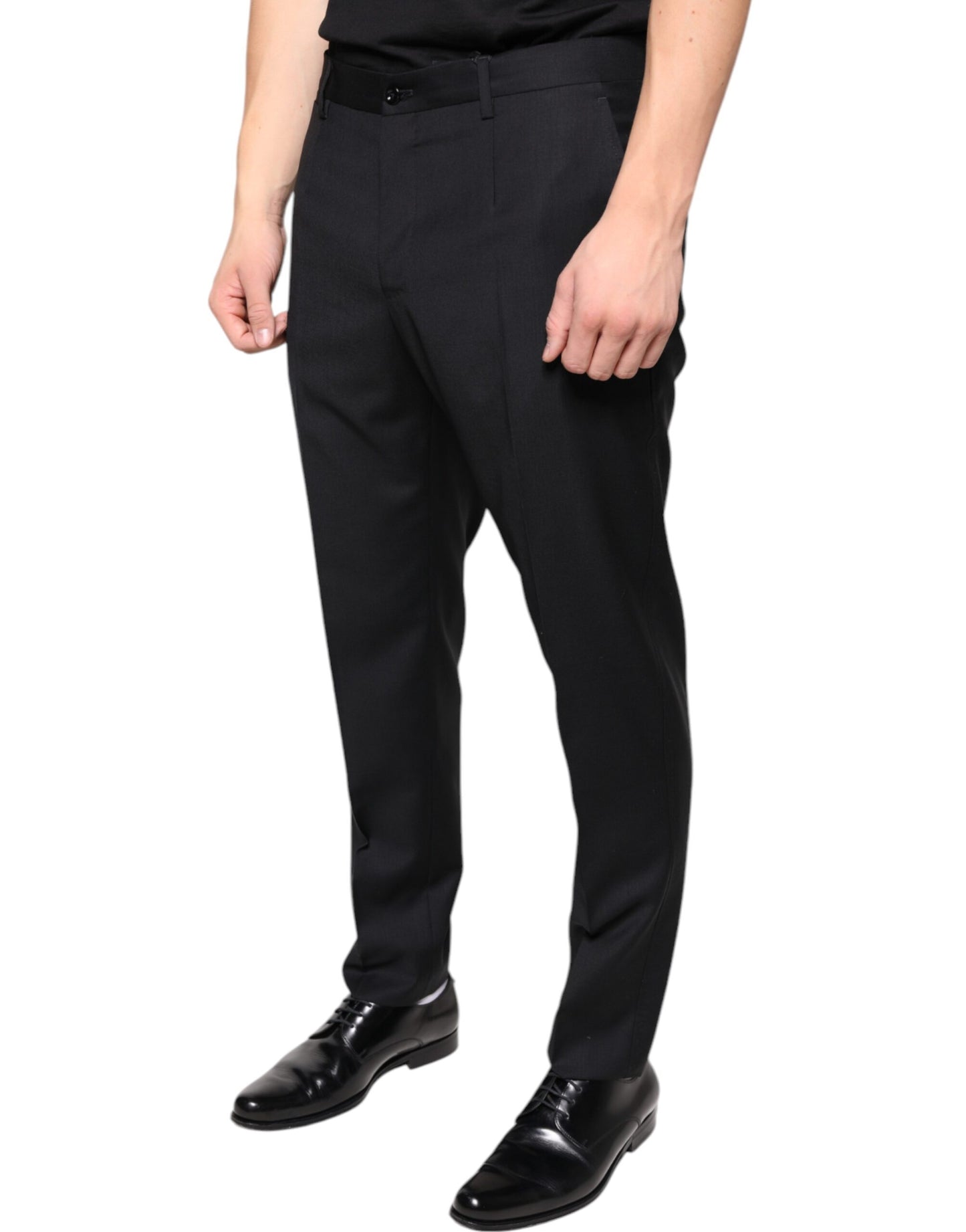 Dolce & Gabbana Schwarze Skinny Herren Anzughose aus Wolle