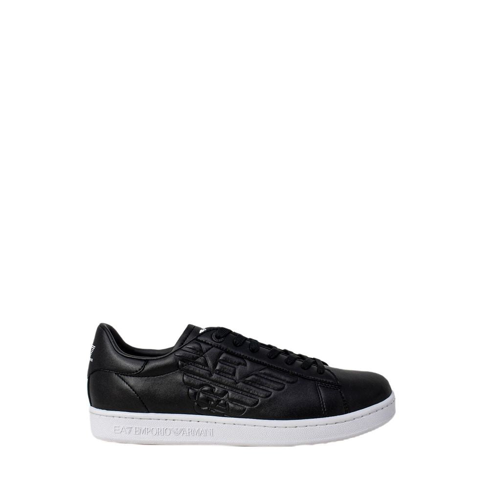 EA7 Emporio Armani Schwarze und Weiße Polyethylen Sneakers mit niedrigem Schaft