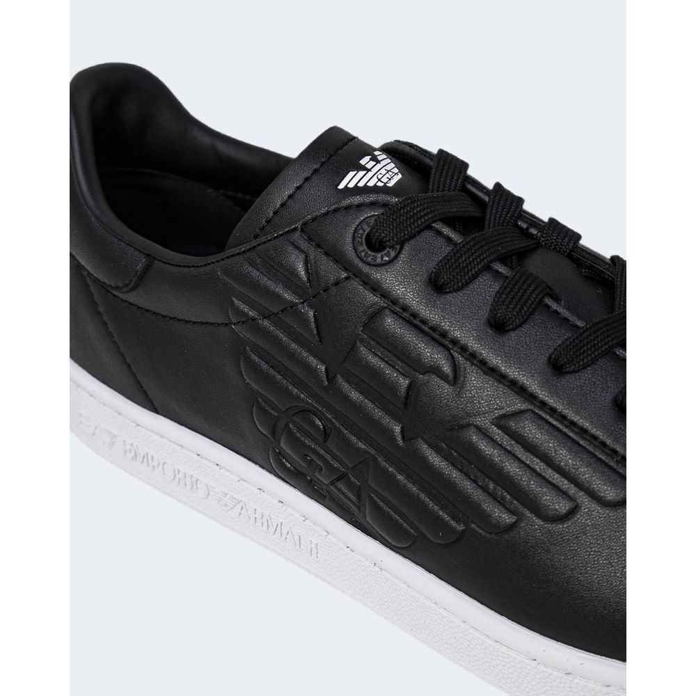 EA7 Emporio Armani Schwarze und Weiße Polyethylen Sneakers mit niedrigem Schaft
