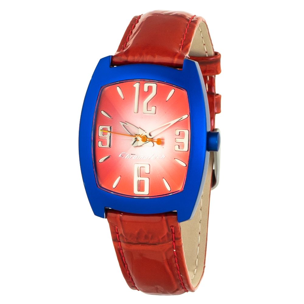 Chronotech Rote Leder-Kleid-Uhr