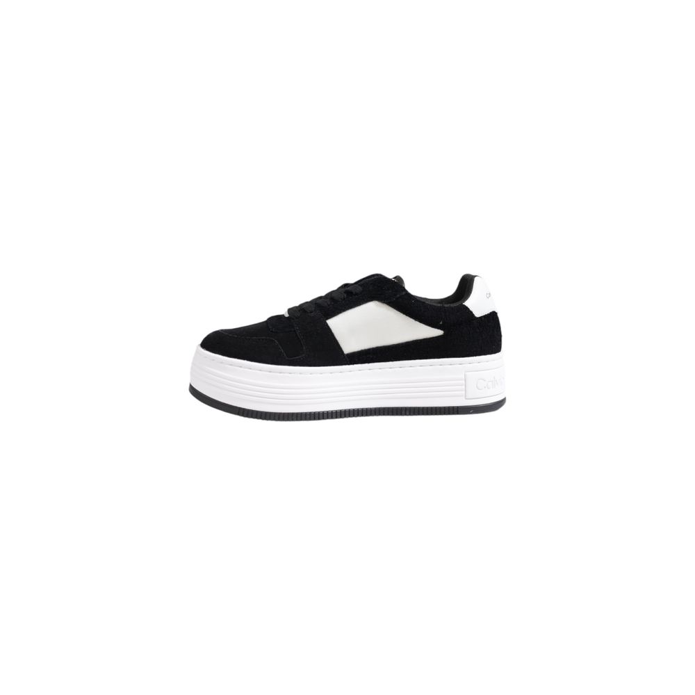 Calvin Klein Jeans Schwarze Leder-Plateau-Sneaker