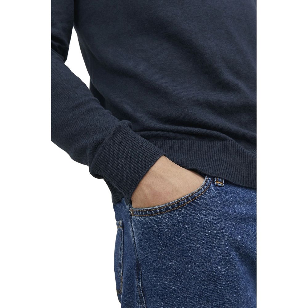 Jack Jones Blauer Baumwoll-Rollkragenpullover