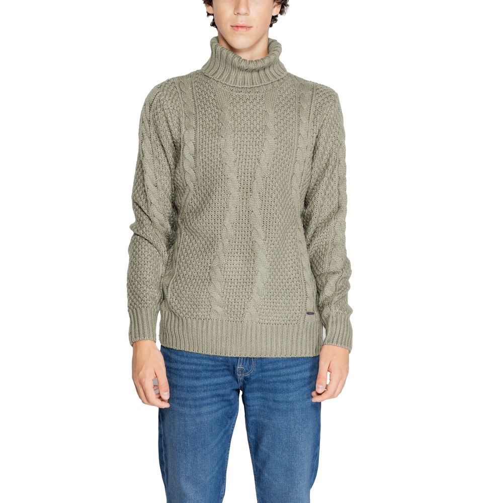 Gianni Lupo Grüner Polyester-Rollkragenpullover