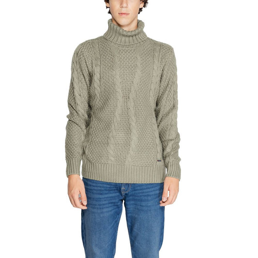 Gianni Lupo Grüner Polyester-Rollkragenpullover