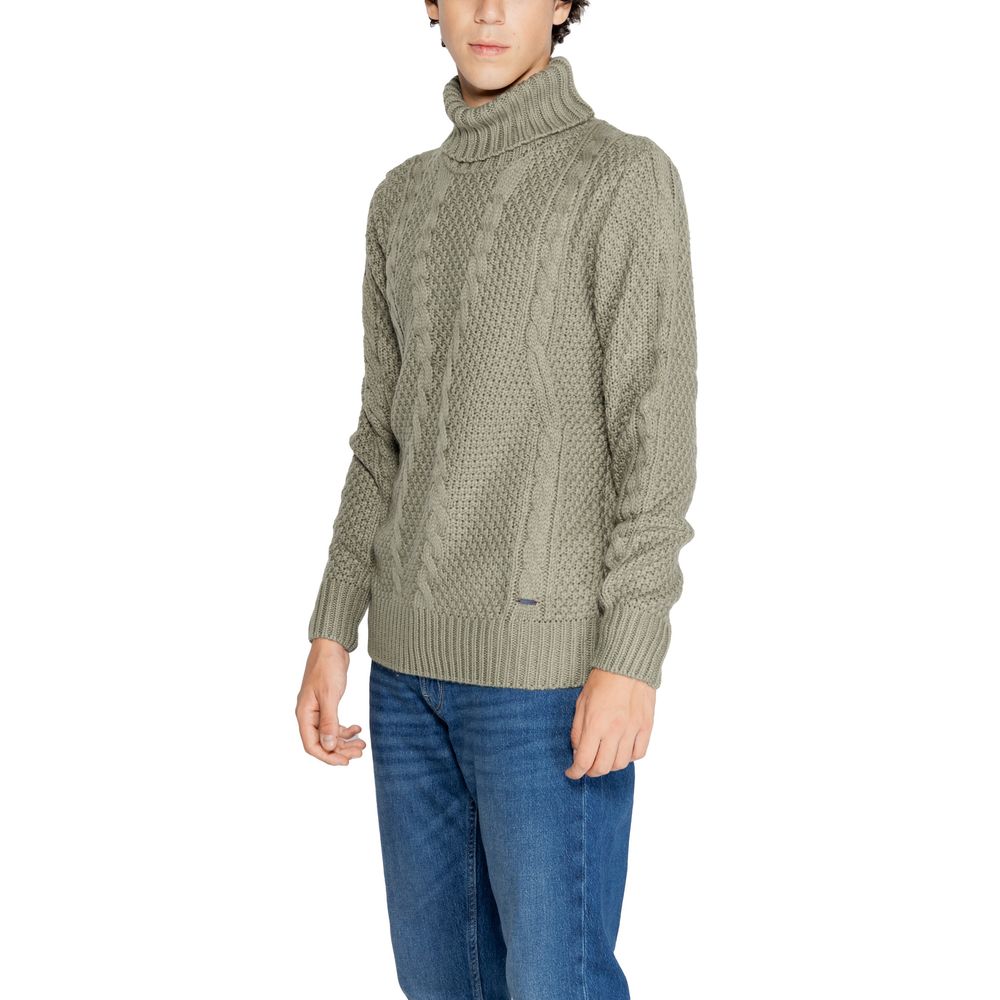 Gianni Lupo Grüner Polyester-Rollkragenpullover
