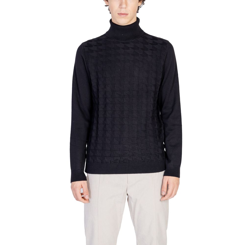 Antony Morato Schwarzer Baumwoll-Rollkragenpullover