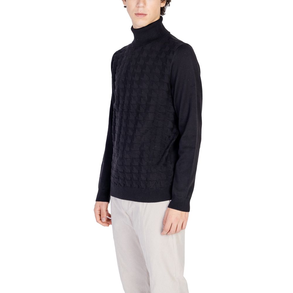 Antony Morato Schwarzer Baumwoll-Rollkragenpullover