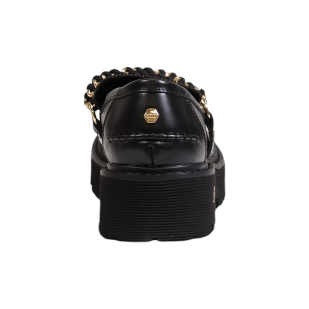 Cult Schwarze Leder-Plateau-Pumps