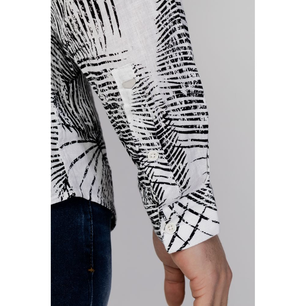 Antony Morato Schwarzes Leinenhemd mit Muster