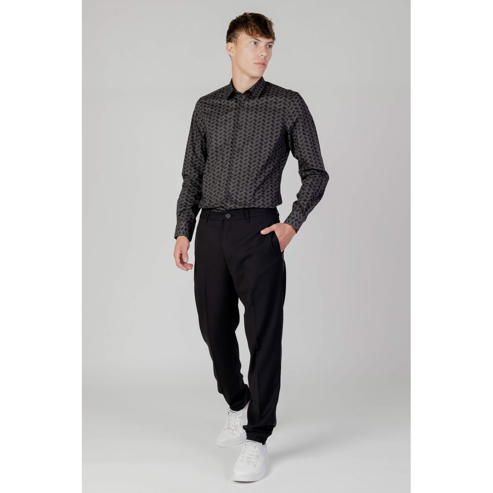 Antony Morato Graues Baumwollhemd mit Muster