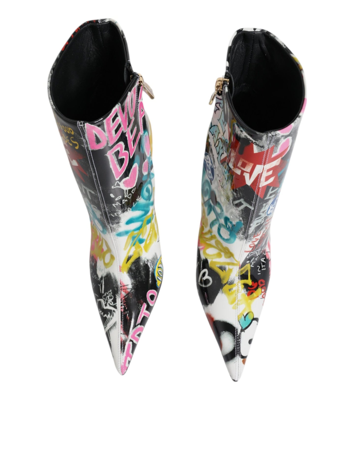 Dolce & Gabbana Multicolor Graffiti Keira Mid Calf Stiefel Schuhe