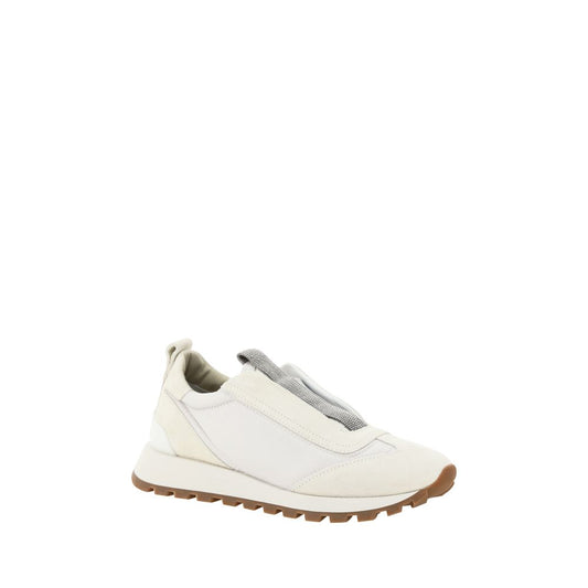 Brunello Cucinelli Weiße Gummisohle Sneakers mit niedrigem Schaft