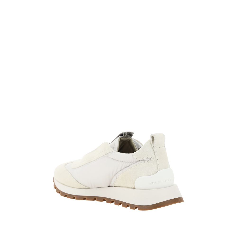 Brunello Cucinelli Weiße Gummisohle Sneakers mit niedrigem Schaft