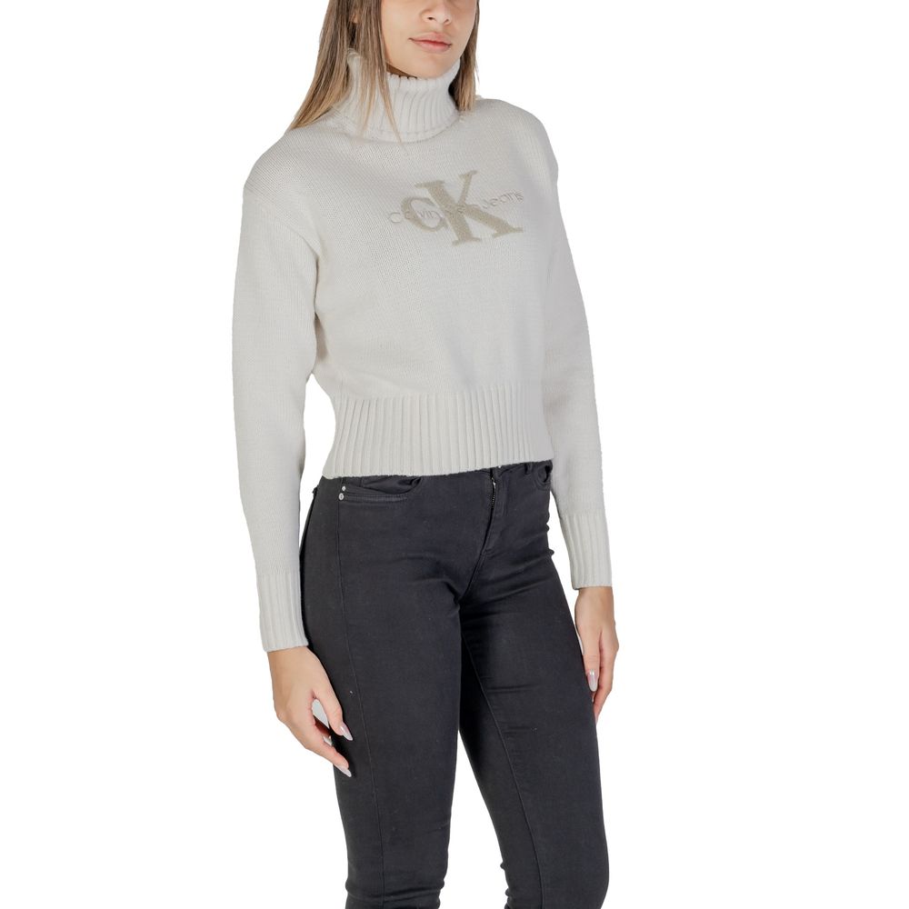 Calvin Klein Jeans Cremefarbener Baumwollpullover