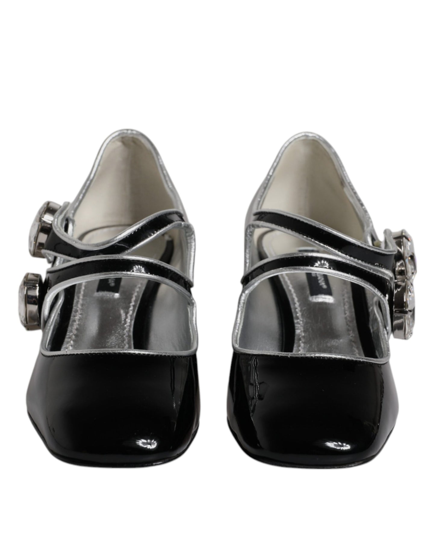 Dolce & Gabbana Schwarz Lackleder Kristall Mary Jane Pumps Schuhe