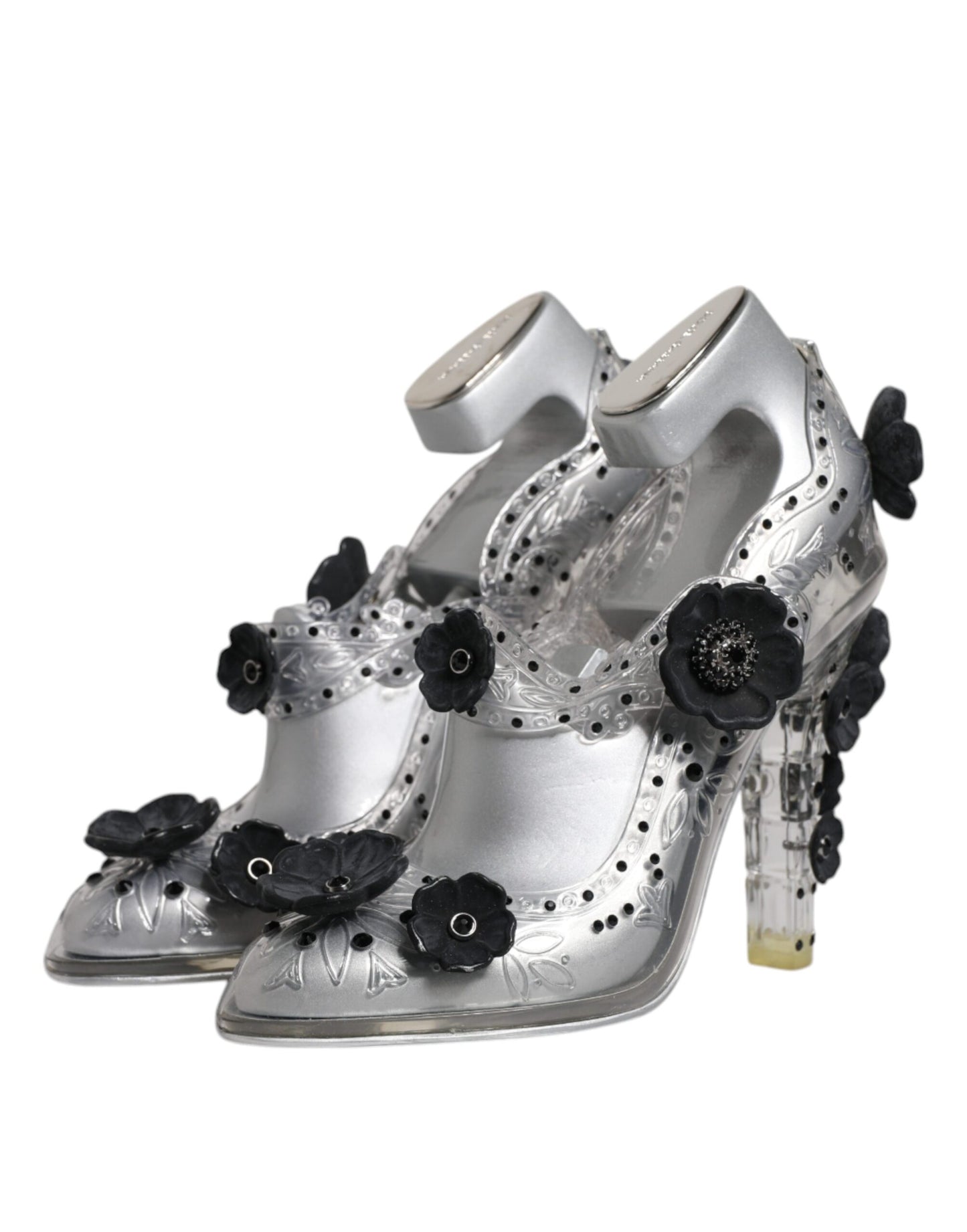Dolce & Gabbana Klar Floral Kristall CINDERELLA Heels Schuhe