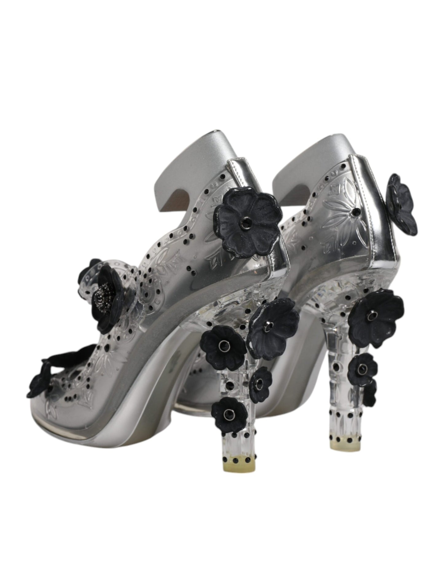 Dolce & Gabbana Klar Floral Kristall CINDERELLA Heels Schuhe