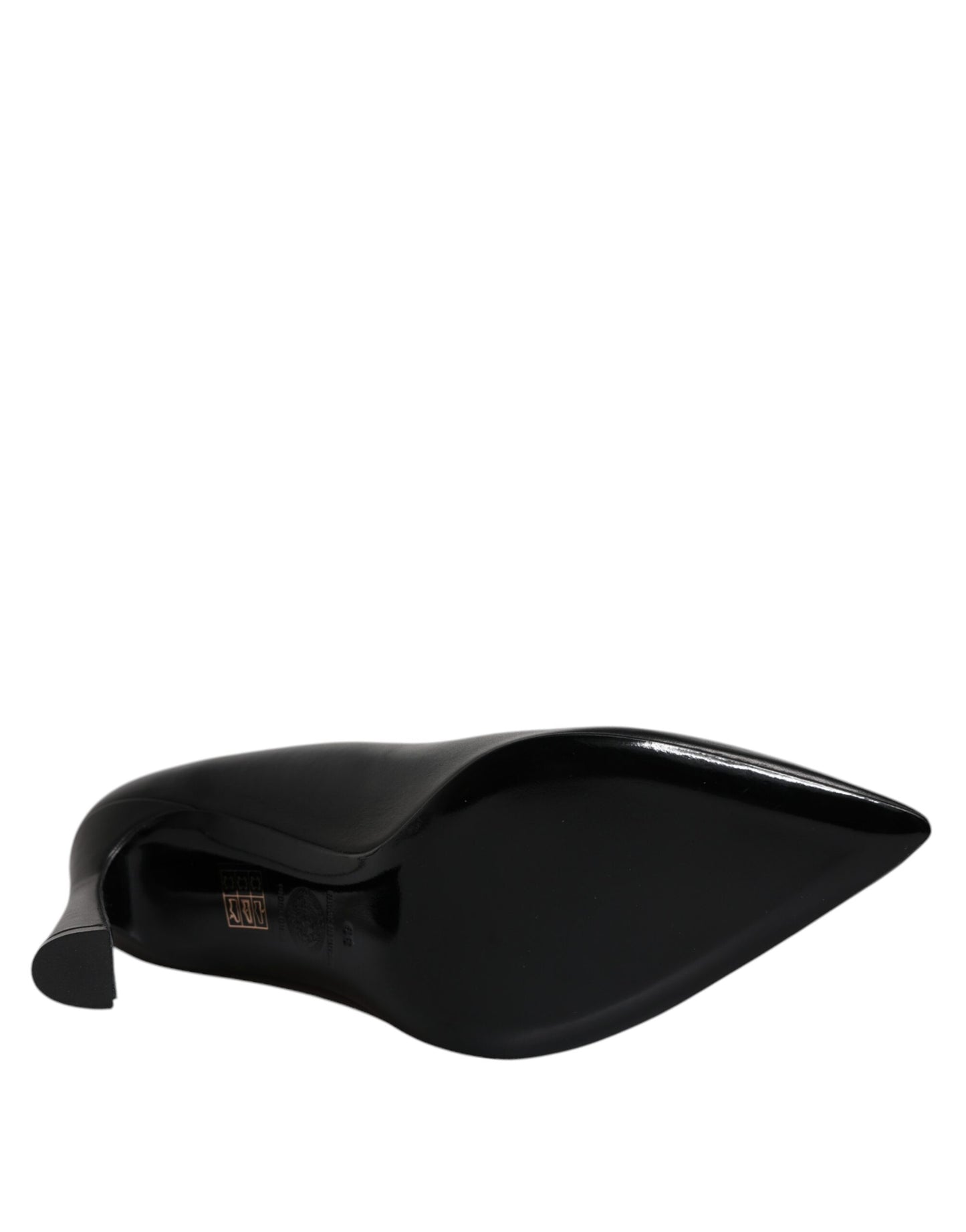 Versace Schwarz Leder Logo Plaque High Heels Pumps Schuhe