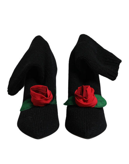 Dolce & Gabbana Schwarz Stiletto Heels Mid Calf Stiefel Schuhe