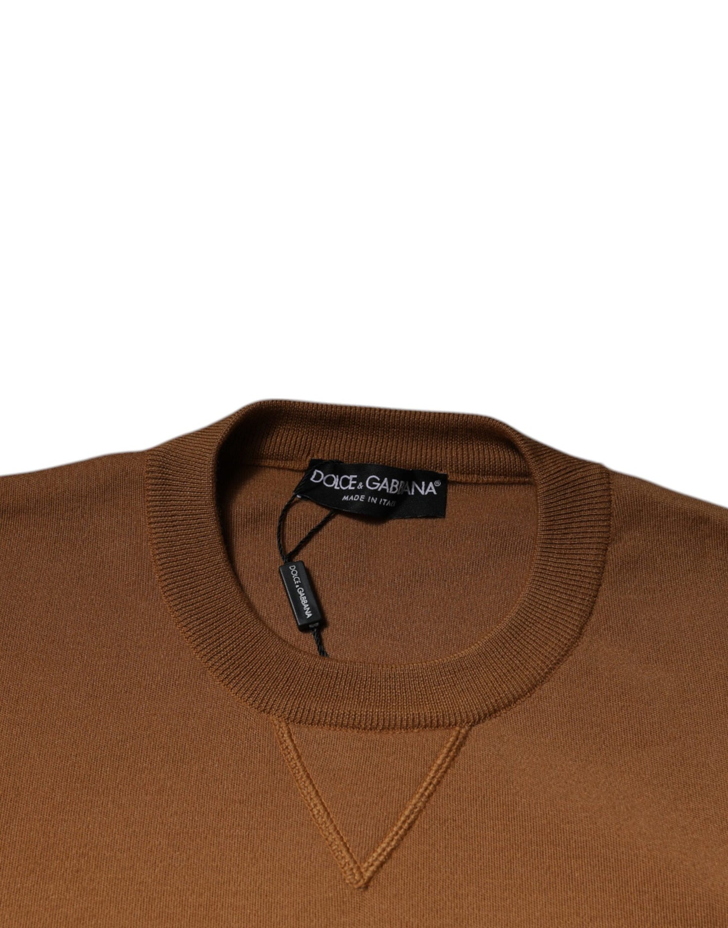 Dolce & Gabbana Brauner Logo-Plakette Rundhals-Pullover