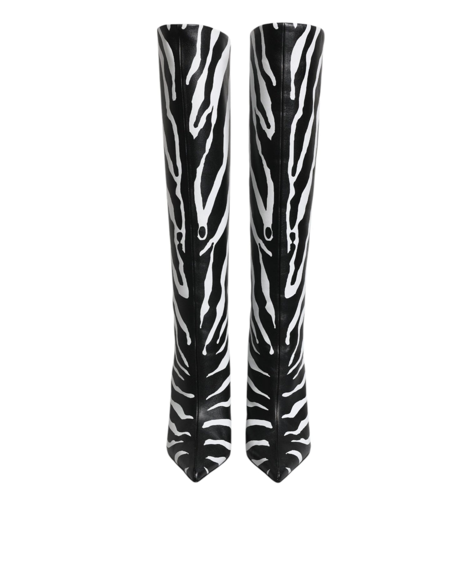 Dolce & Gabbana Schwarz Weiß Zebra Absätze Hohe Stiefel Schuhe