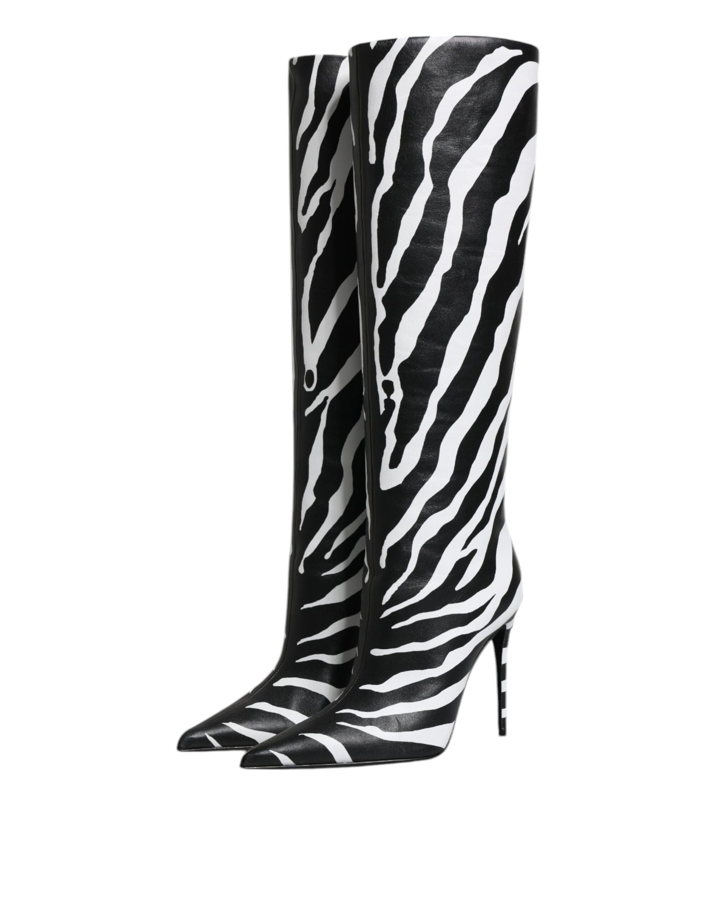 Dolce & Gabbana Schwarz Weiß Zebra Absätze Hohe Stiefel Schuhe