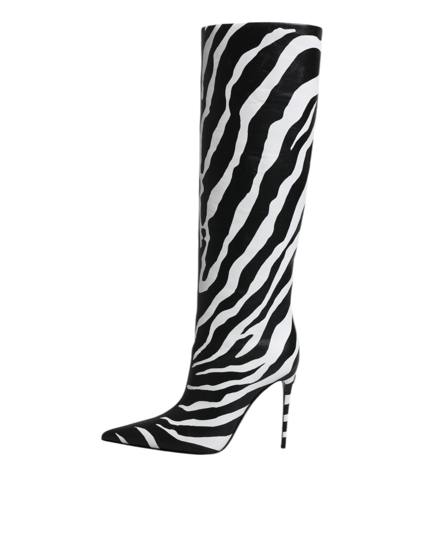 Dolce & Gabbana Schwarz Weiß Zebra Absätze Hohe Stiefel Schuhe