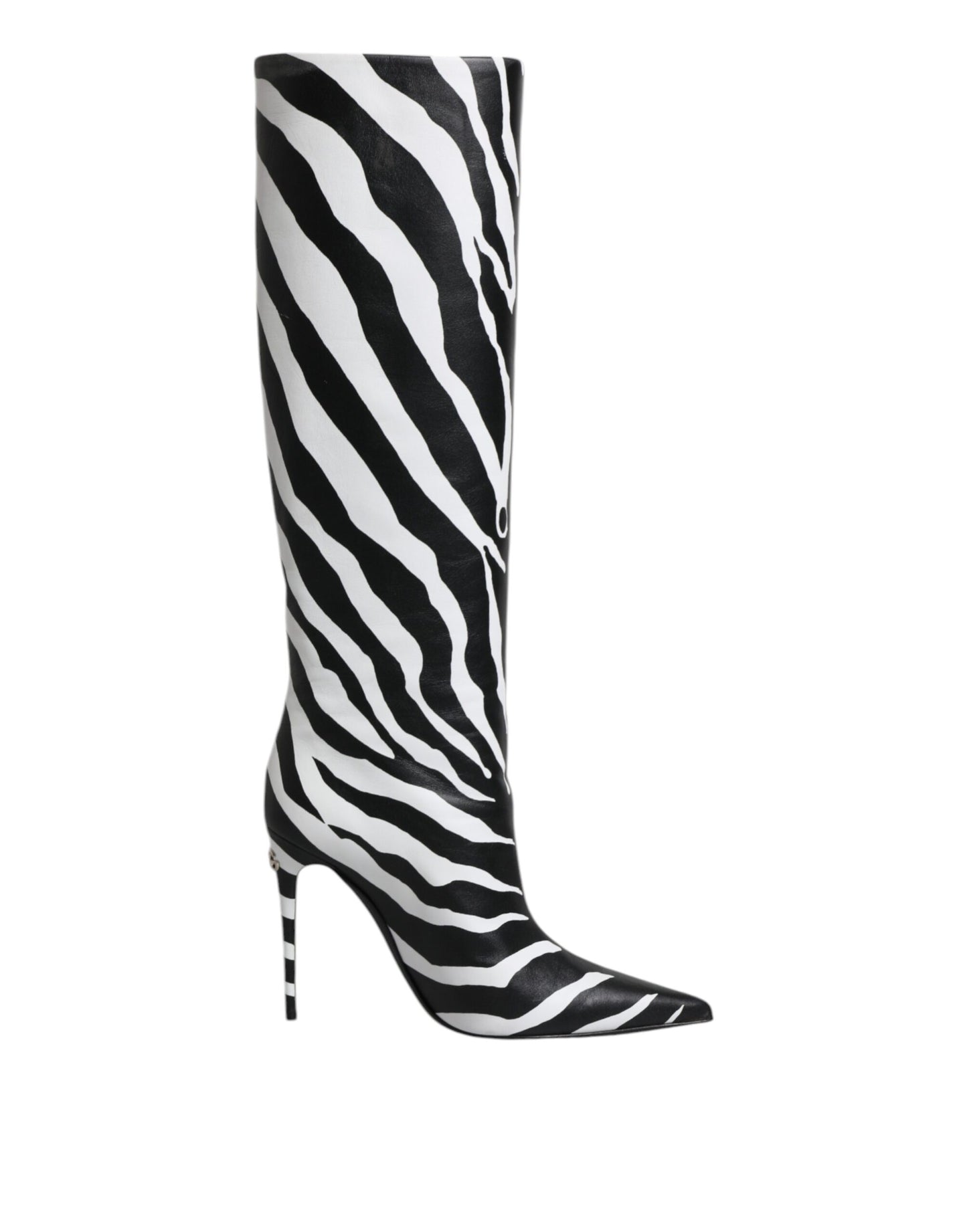 Dolce & Gabbana Schwarz Weiß Zebra Absätze Hohe Stiefel Schuhe