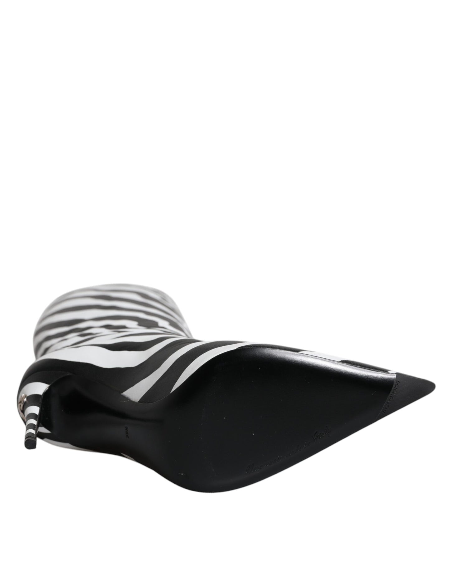 Dolce & Gabbana Schwarz Weiß Zebra Absätze Hohe Stiefel Schuhe