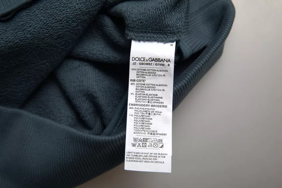 Dolce & Gabbana Blauer Baumwoll-Logoaufnäher Rundhalsausschnitt Herren Pullover Pullover