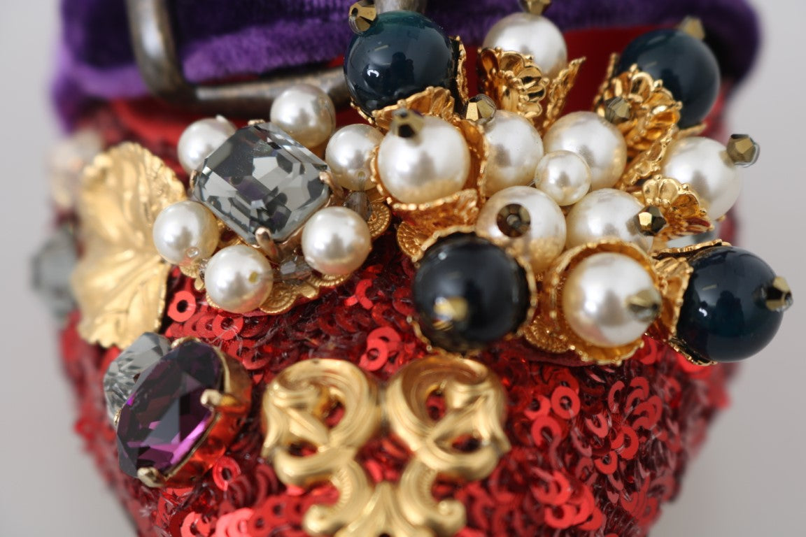 Dolce & Gabbana Rote Pailletten-Kristall-Nieten-Absätze Schuhe