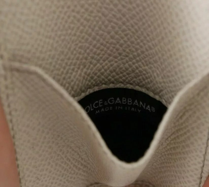 Dolce & Gabbana Weißes Dauphine Leder Kondom Fall Halter Tasche Brieftasche