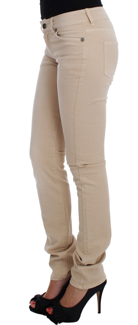 Cavalli Beige gewaschene Slim Fit Baumwoll-Stretch-Jeans