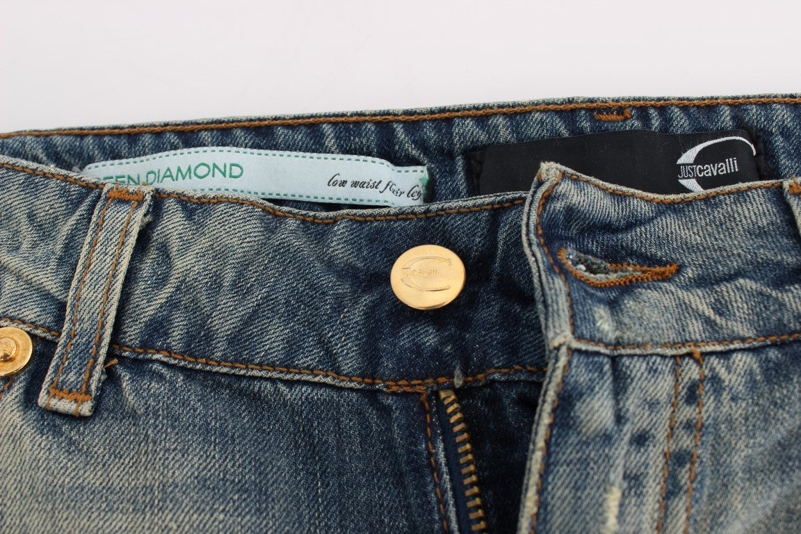 Cavalli Blaue Baumwolljeans mit niedriger Taille