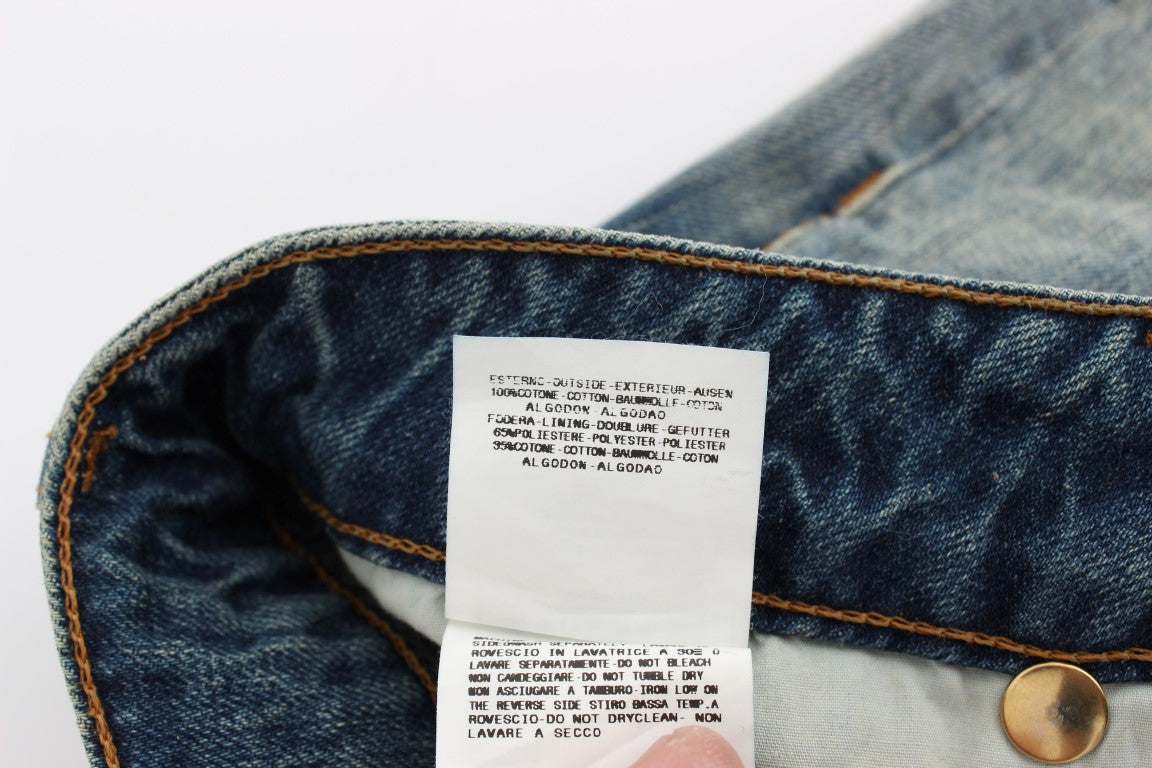 Cavalli Blaue Baumwolljeans mit niedriger Taille