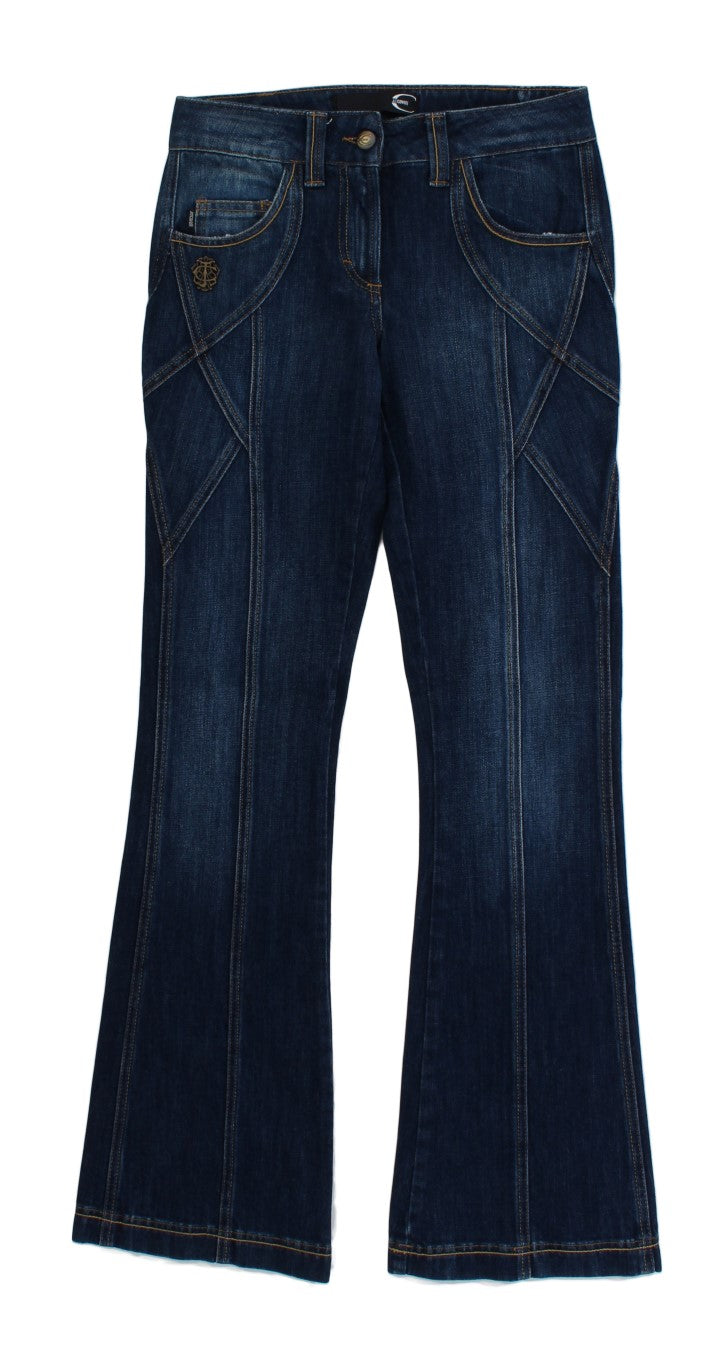 Cavalli Blaue Baumwoll-Stretch-Jeans mit niedriger Taille