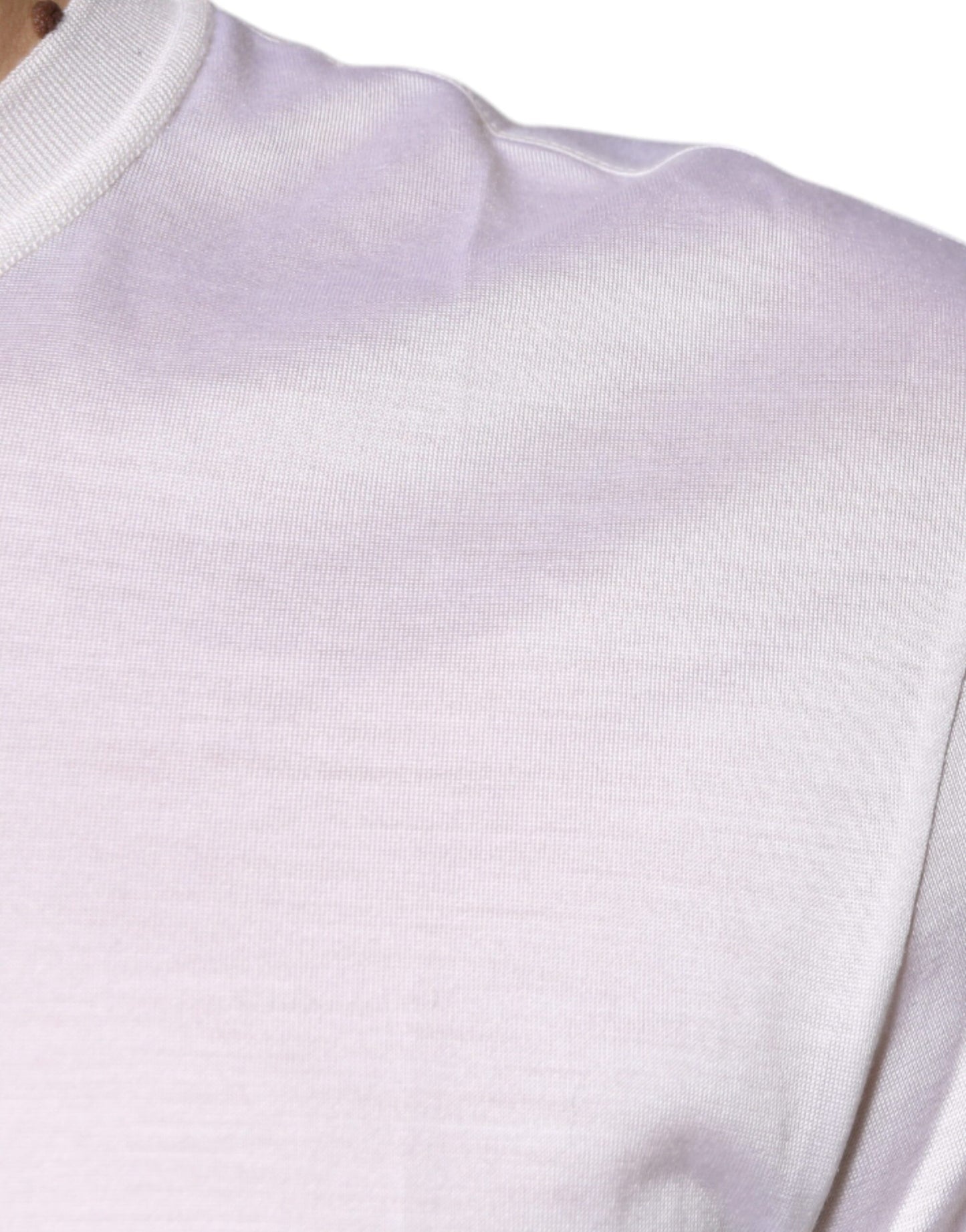 Dolce & Gabbana Weißer Seiden-Rundhals-Pullover für Männer