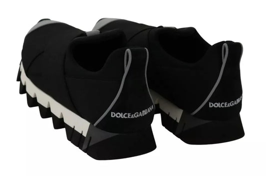 Dolce & Gabbana Schwarzer Hai Neopren Stretch Turnschuhe Schuhe