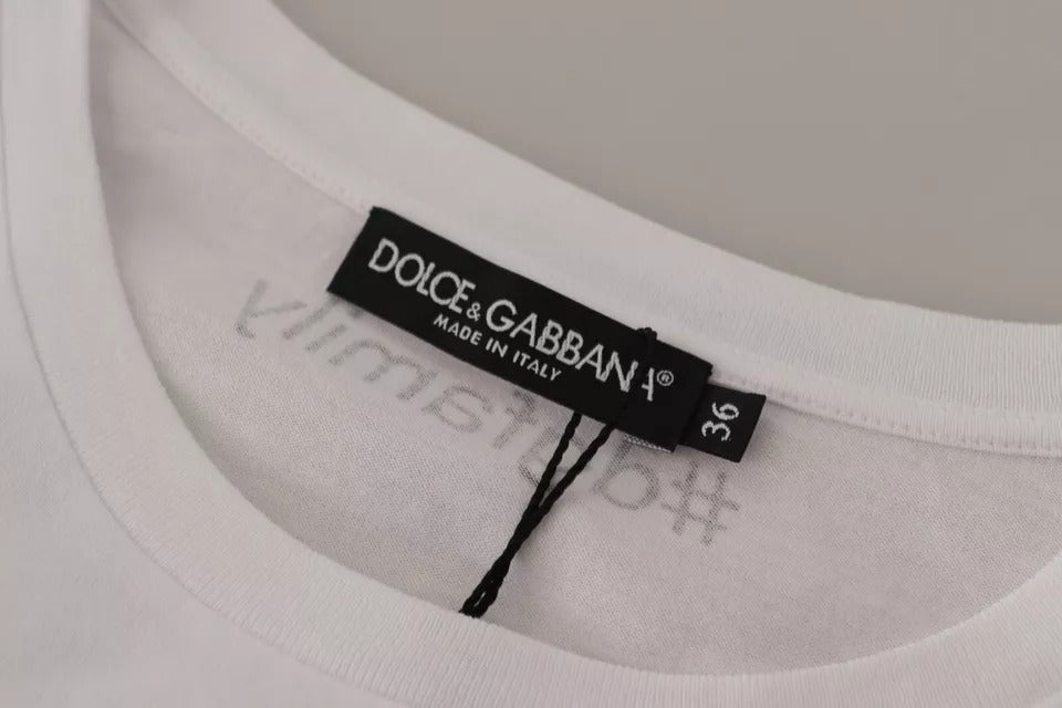 Dolce & Gabbana Weißes #DGFamily Patch Top Baumwoll-T-Shirt