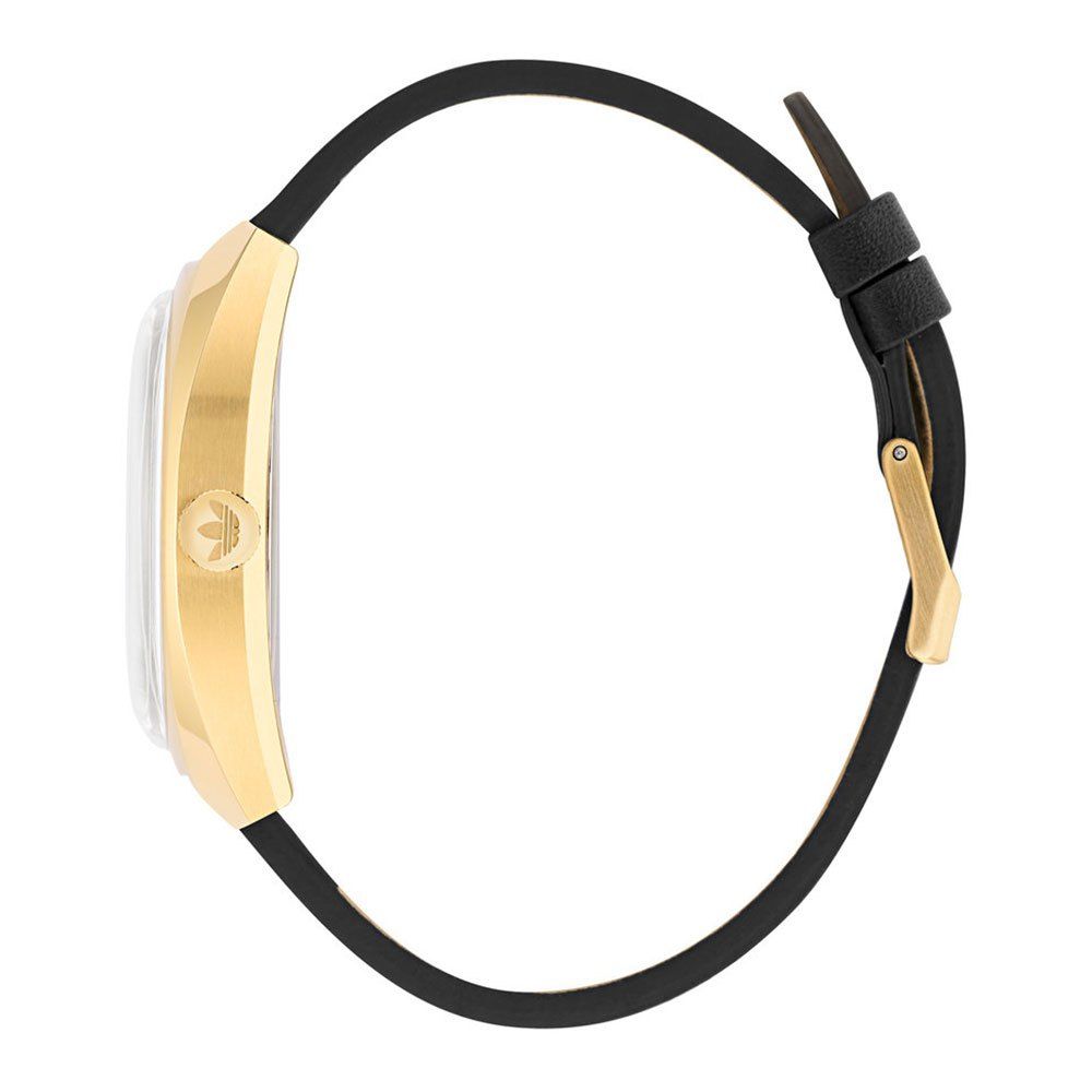 Adidas Schwarze Leder-Kleidungsuhr