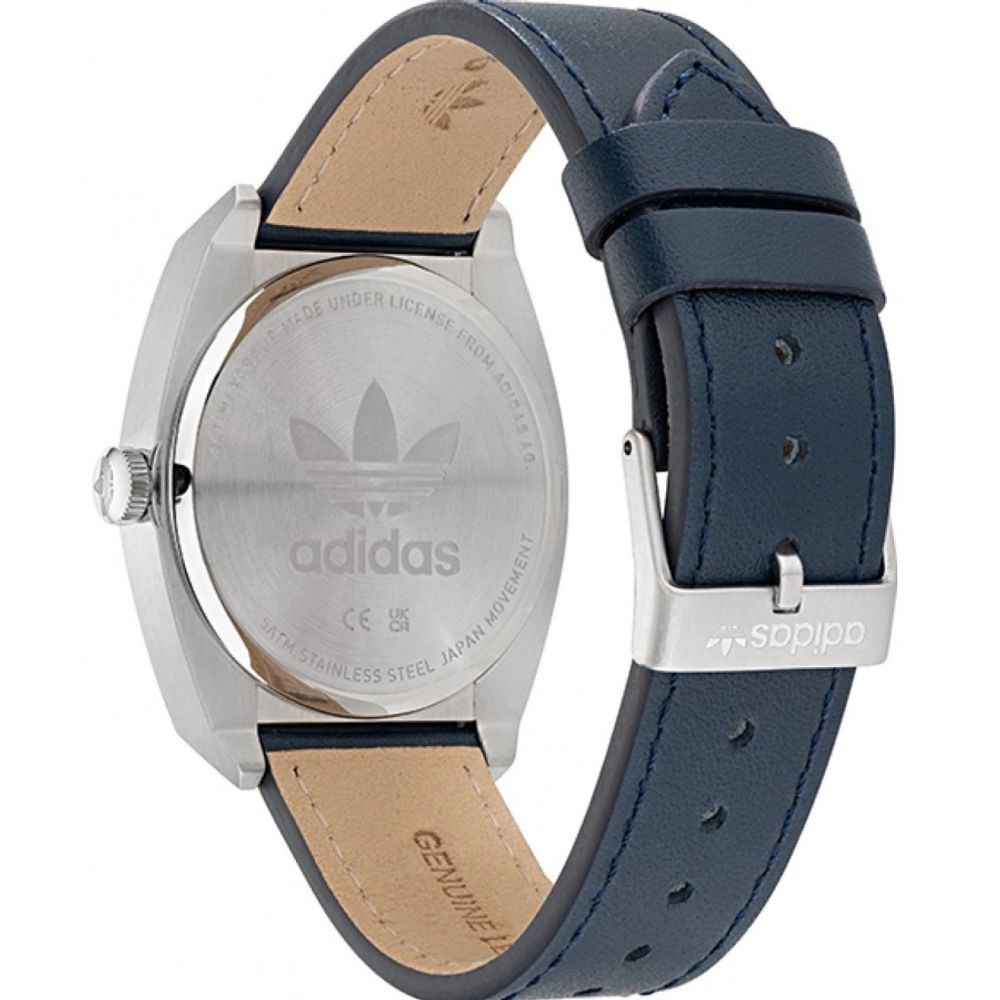 Adidas Elegante blaue Leder-Armbanduhr