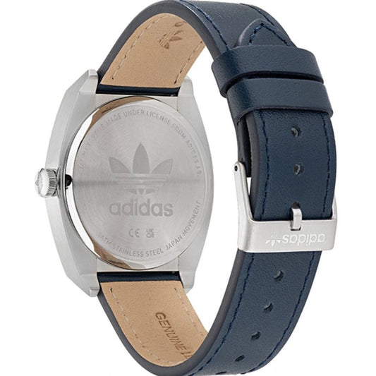 Adidas Elegante blaue Leder-Armbanduhr