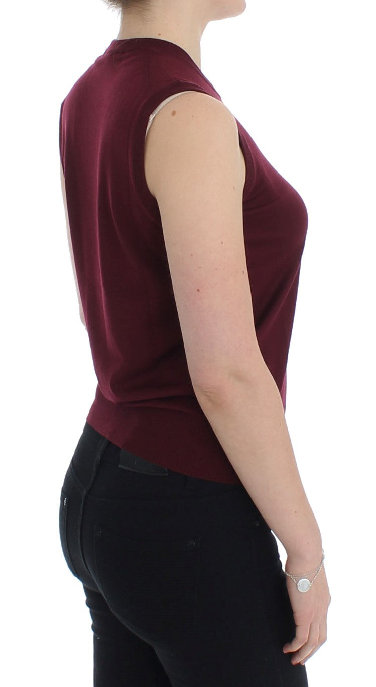 Dolce & Gabbana Rote ärmellose Weste mit Rundhalsausschnitt Pullover
