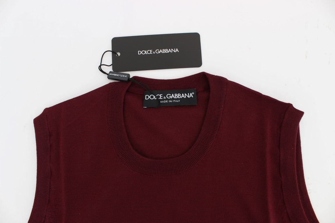 Dolce & Gabbana Rote ärmellose Weste mit Rundhalsausschnitt Pullover