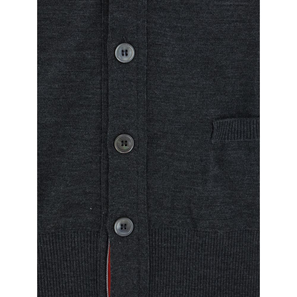 Thom Browne Grauer Wollfleece-Cardigan