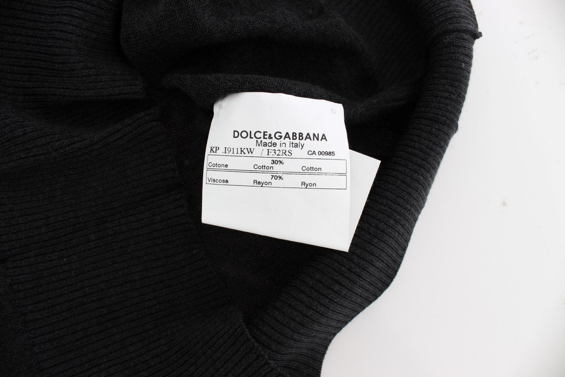 Dolce & Gabbana Schwarze ärmellose Weste mit Rundhalsausschnitt Pullover