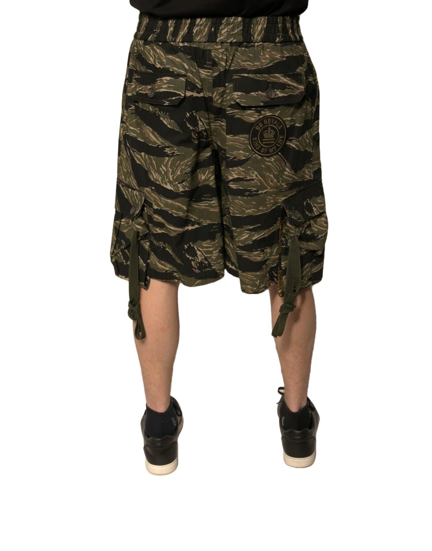 Dolce & Gabbana Bermudashorts aus Baumwolle mit Schwarz-Gold-Muster