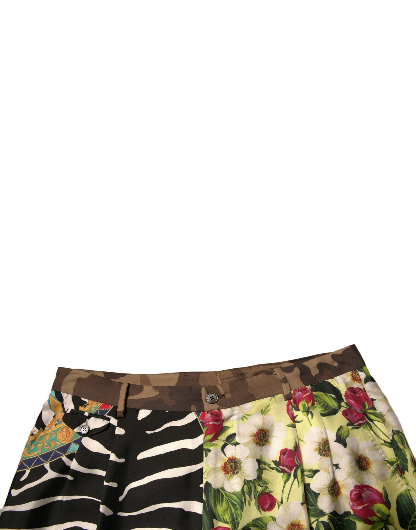 Dolce & Gabbana Multicolor Patchwork Seide Männer Chino Shorts